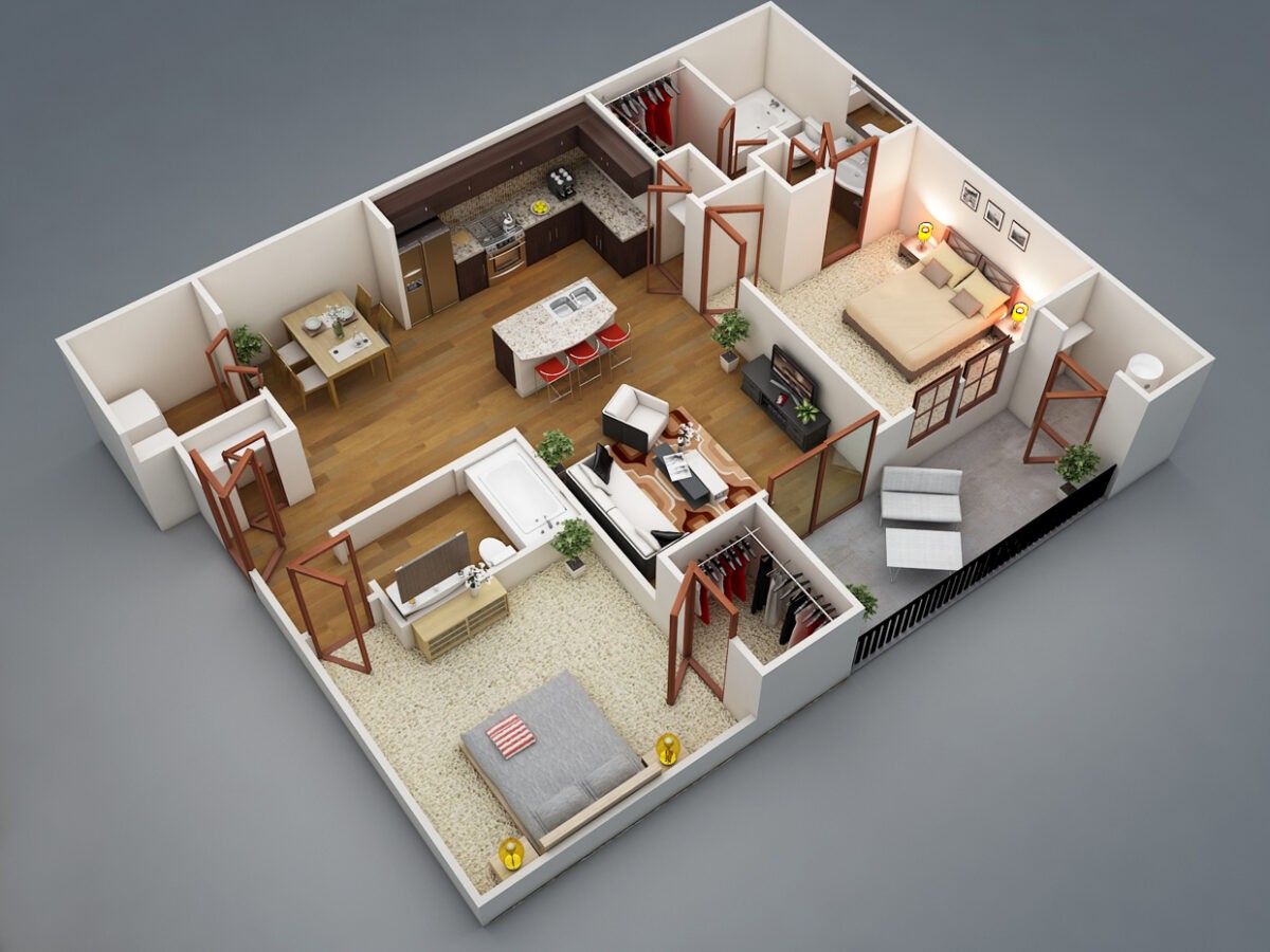 2 Bedroom Apartment House Plans