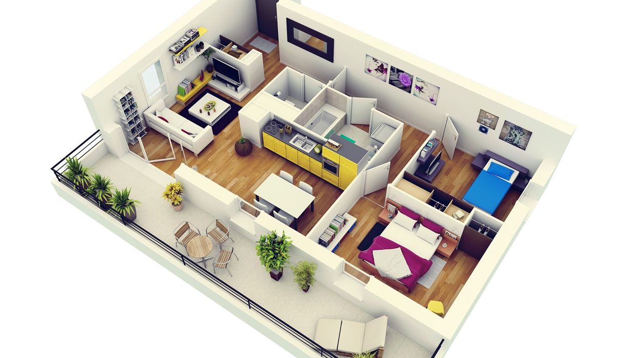 two bedroom apartment plans | Interior Design Ideas