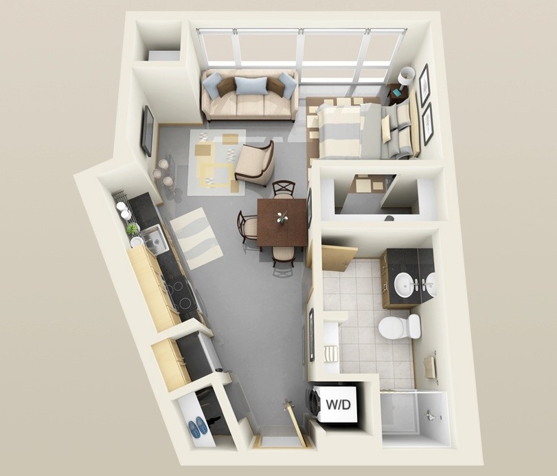 Studio Apartment Floor Plans