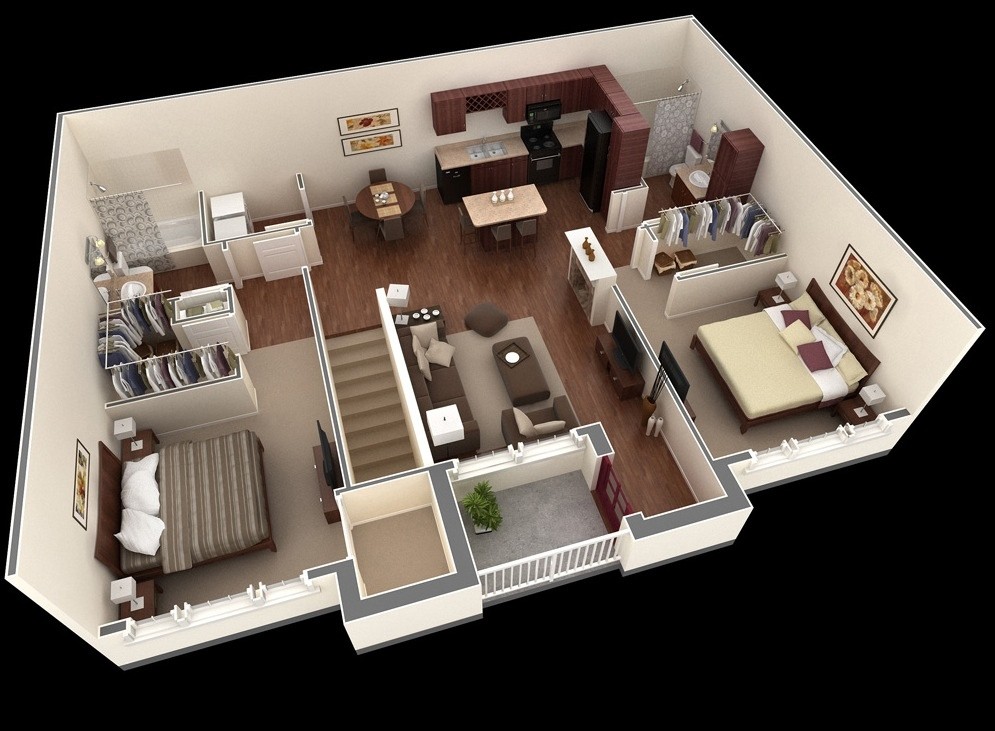 2 Bedroom Apartment House Plans