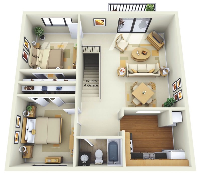 2 Bedroom Apartment/House Plans