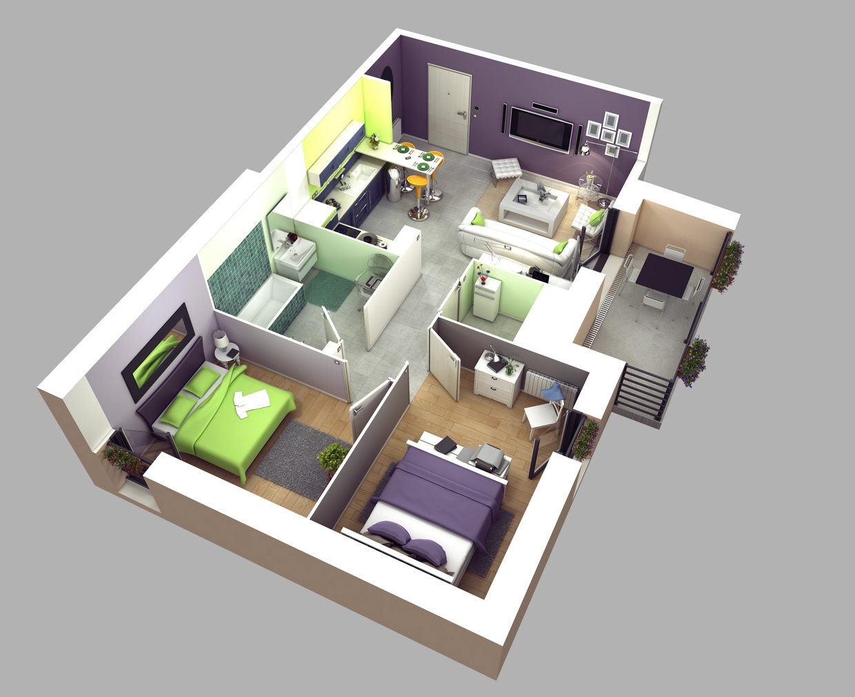 Interior design of 2 bedrooms apartment - Eco Xuan - Mr. Huy Hoang