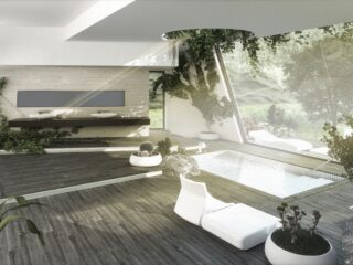 Sunlight Streams into Bathrooms Connected to Nature