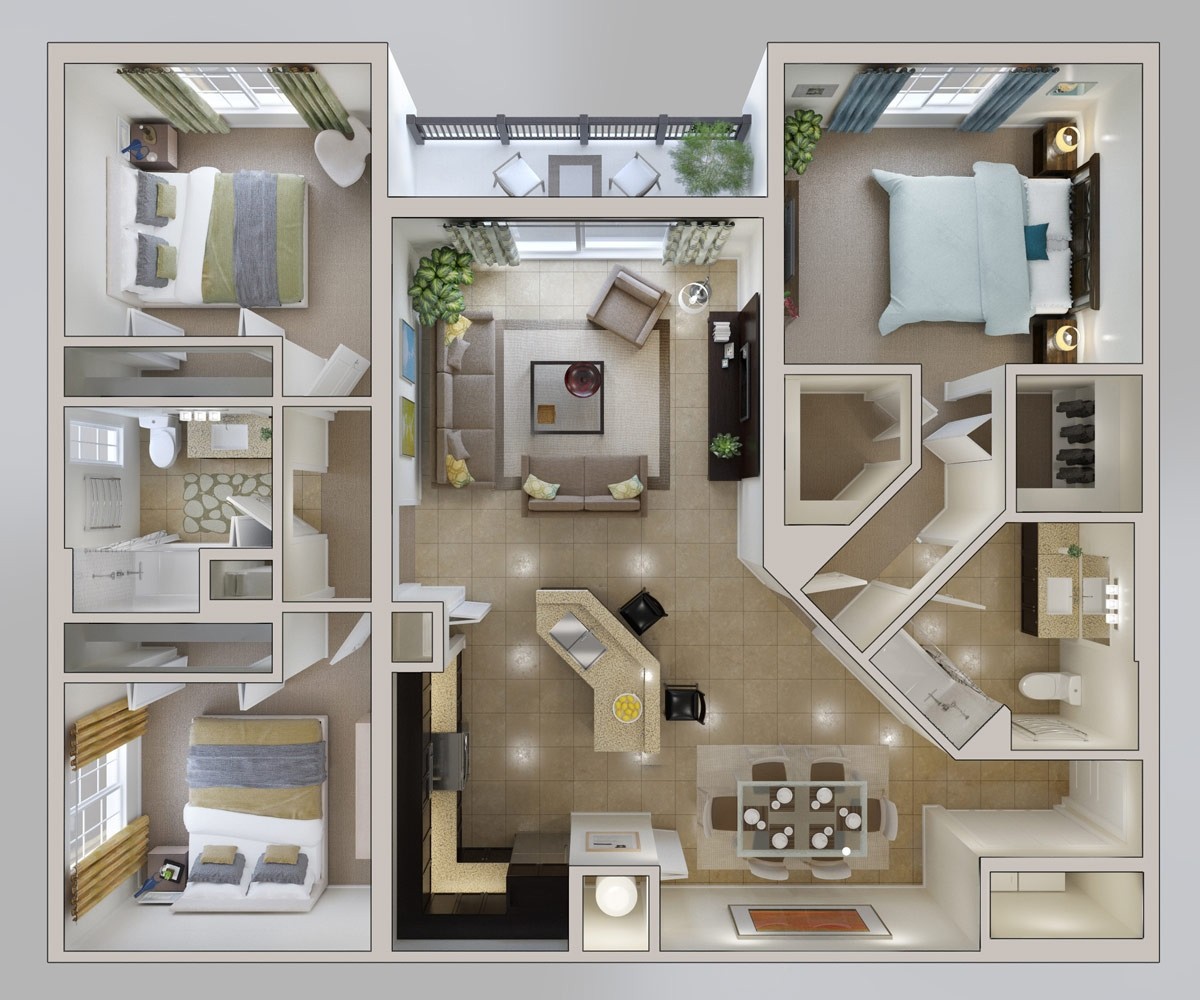 3 Bedroom Apartment House Plans