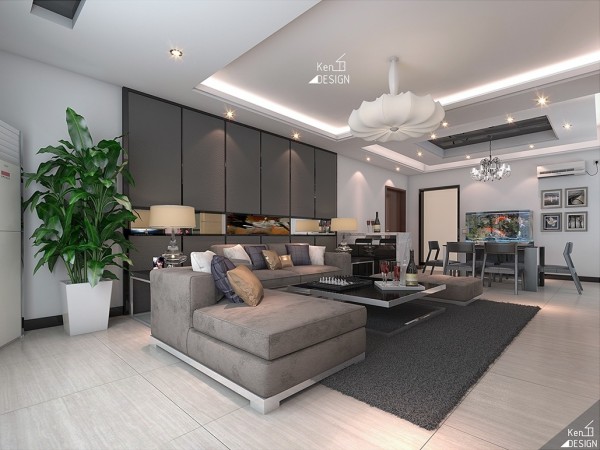 A Stylish, Gray, Urban Living Room
