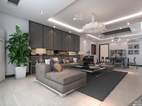 A Stylish, Gray, Urban Living Room