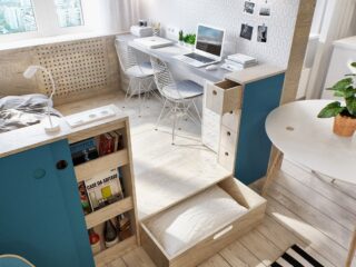 2 Simple, Super Beautiful Studio Apartment Concepts For A Young Couple [Includes Floor Plans]