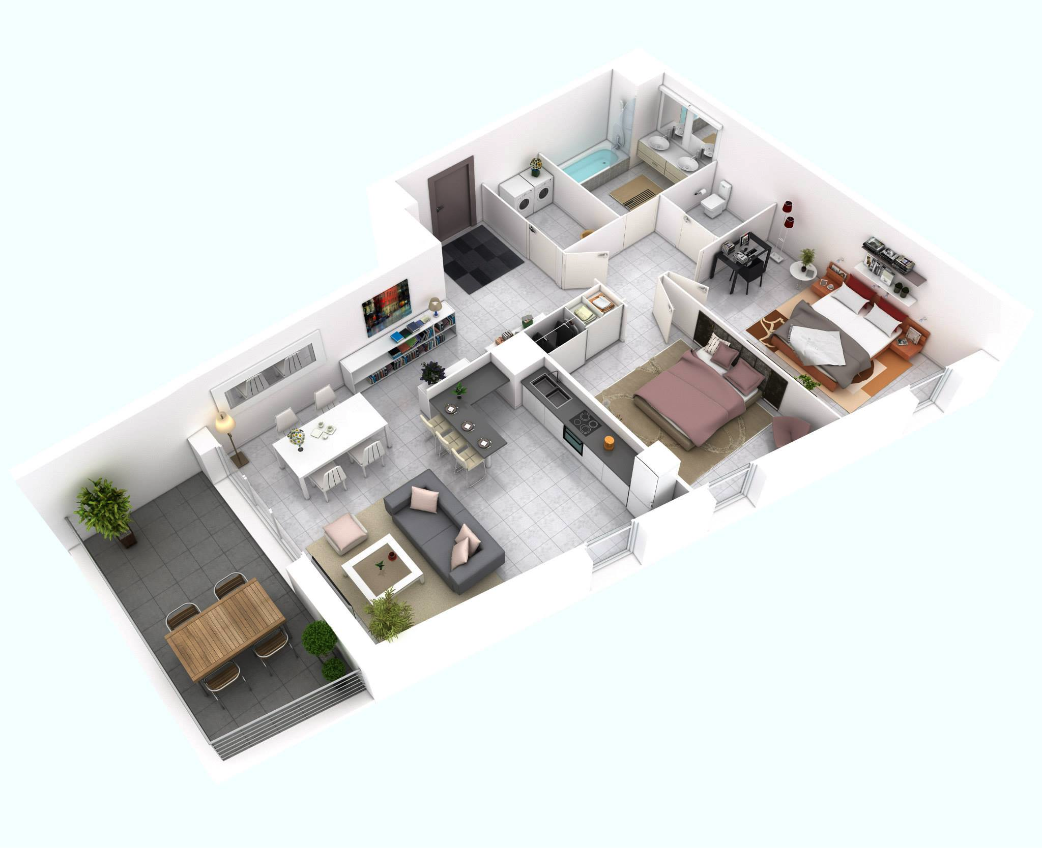 25 More 2 Bedroom 3D Floor Plans 25 More 2 Bedroom 3D Floor Plans