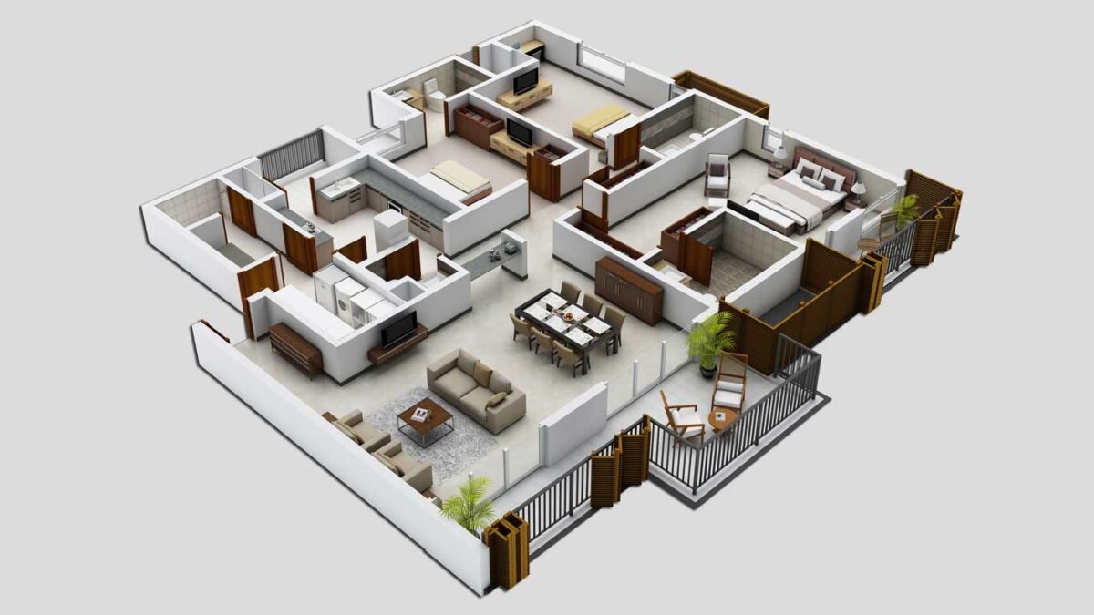 25 Three Bedroom House/Apartment Floor Plans