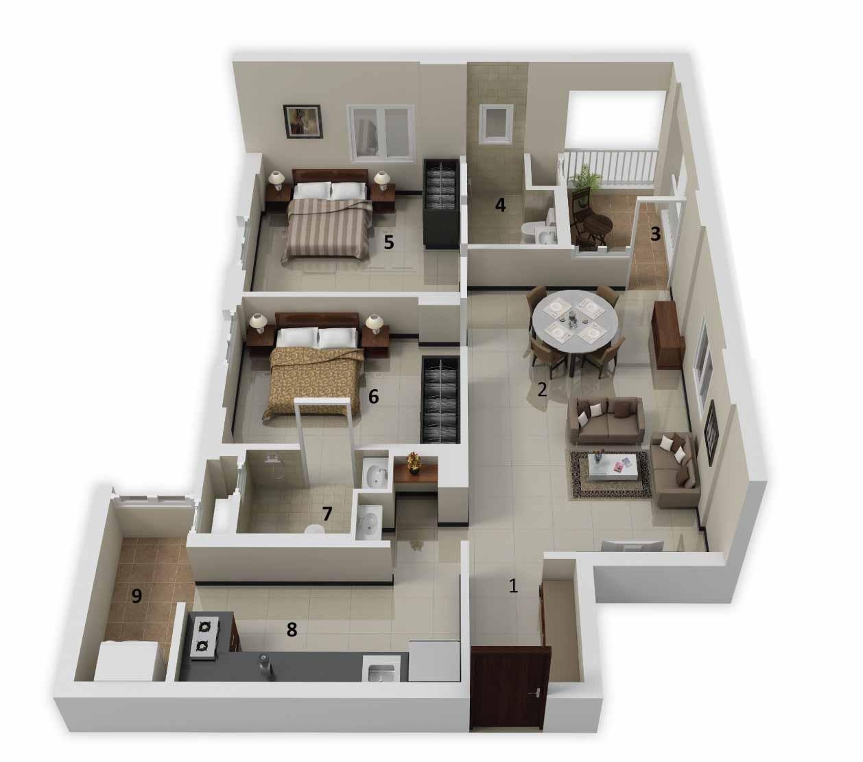 25 More 2 Bedroom Floor Plans