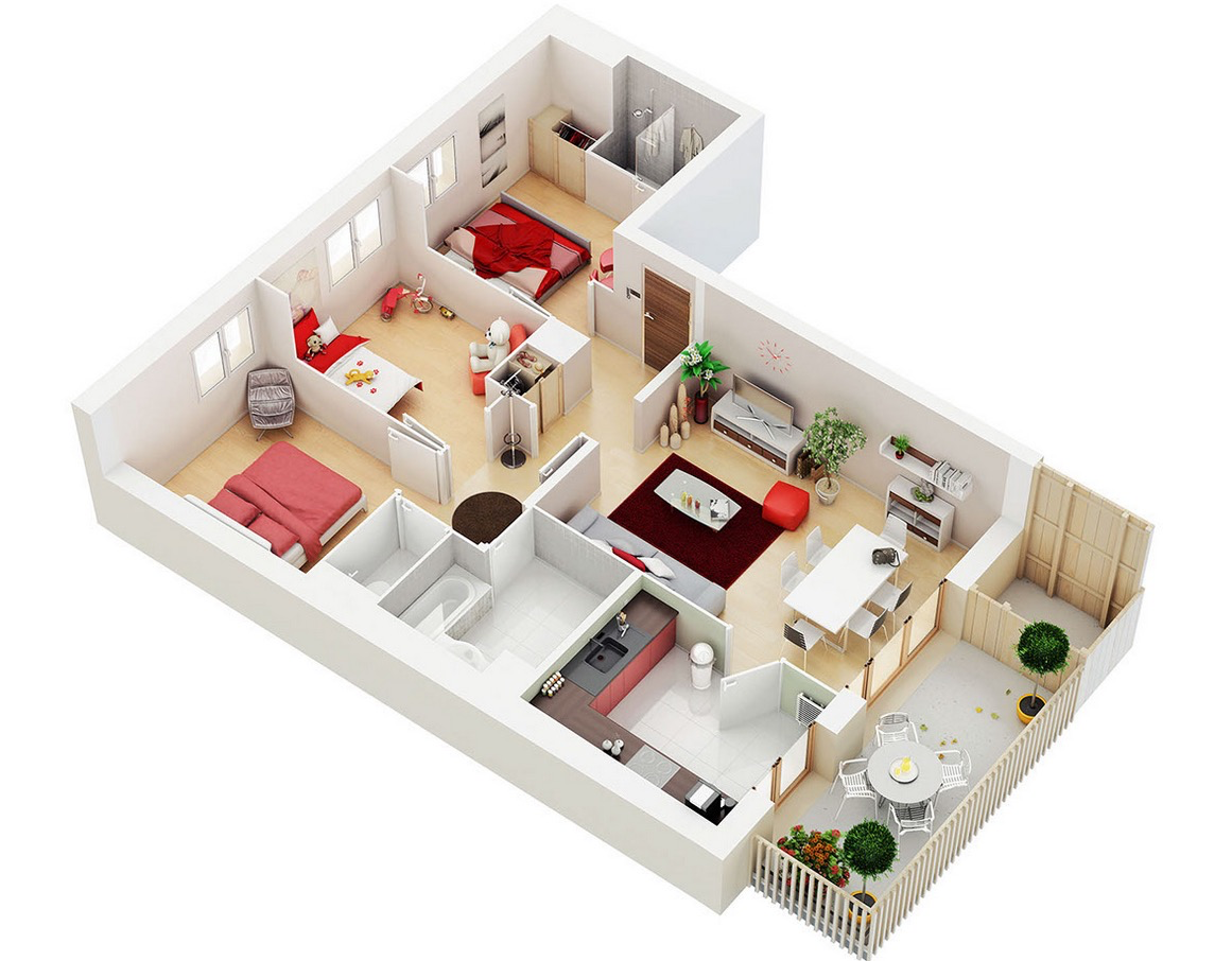 25 Three Bedroom House/Apartment Floor Plans