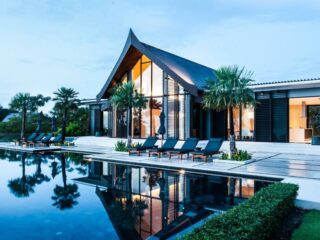 Thai-Style Villa Sarawin with Gorgeous Wood Furnishings and Sweeping Bay Views