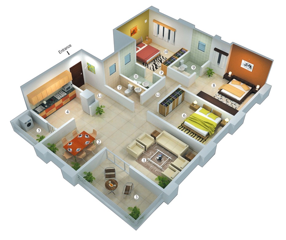 25 More 3 Bedroom Floor Plans