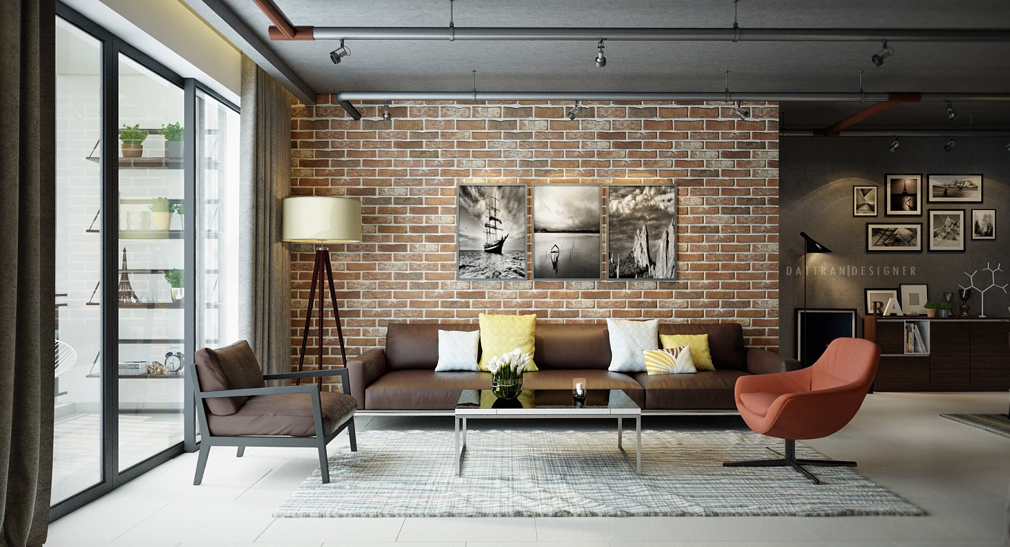 modern brick living room