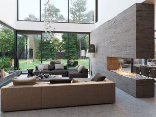 Stone and Wood Home with Creative Fixtures