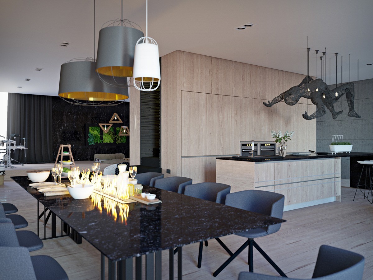 Dining table with black marble top discount