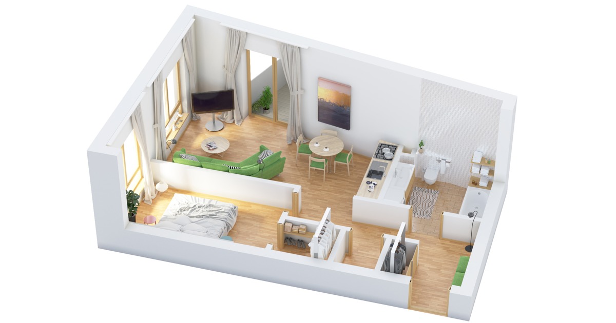 40 More 1 Bedroom Home Floor Plans