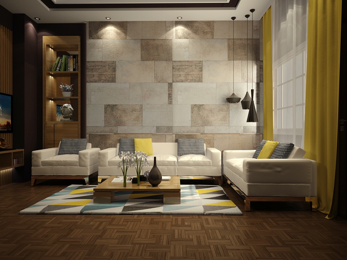 Living Room Wall Design With White Trims | Livspace-saigonsouth.com.vn