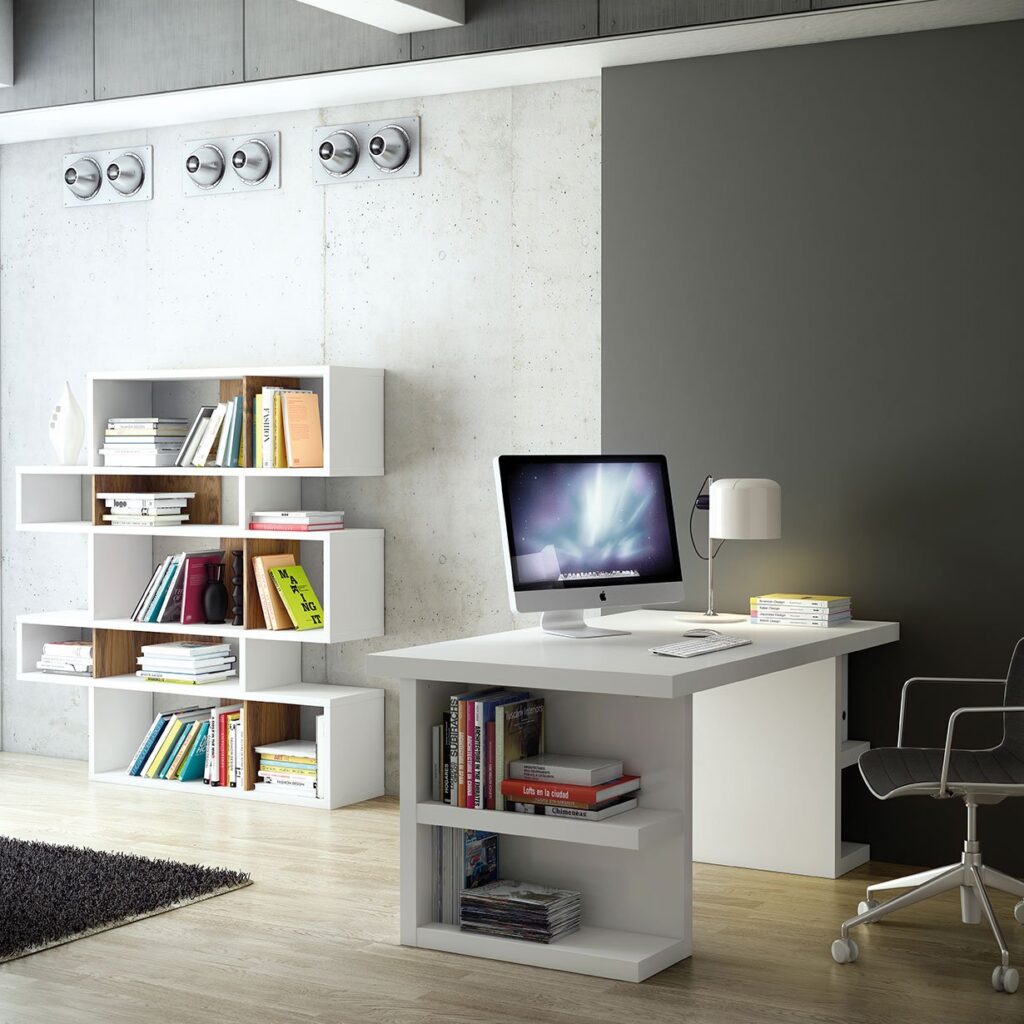 minimalist white desk Interior Design Ideas