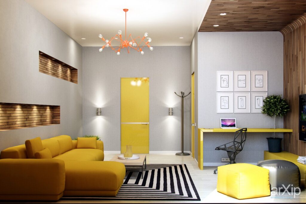 bright yellow interior door Interior Design Ideas