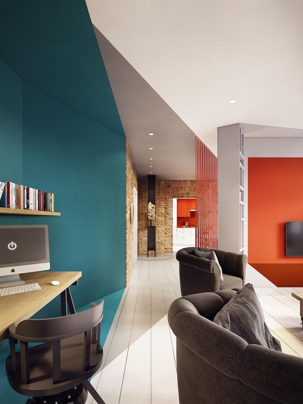 Picture of A Stunning Apartment With Colorful Geometric Design
