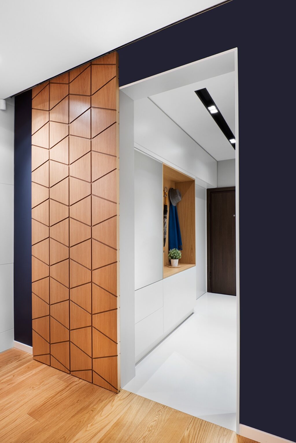 View of A Mid-Century Inspired Apartment With Modern Geometric Accents