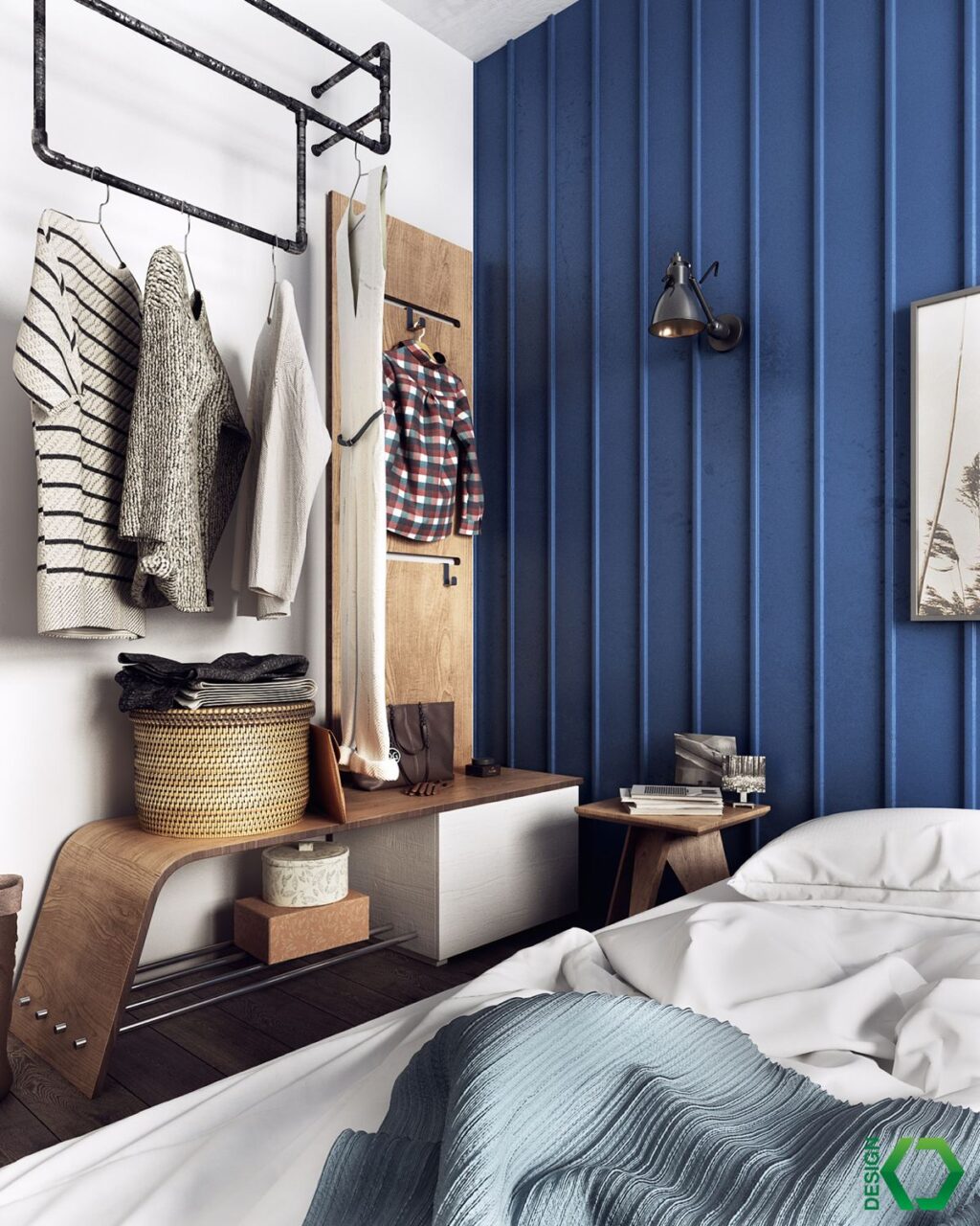 blue and white nordic bedroom design | Interior Design Ideas