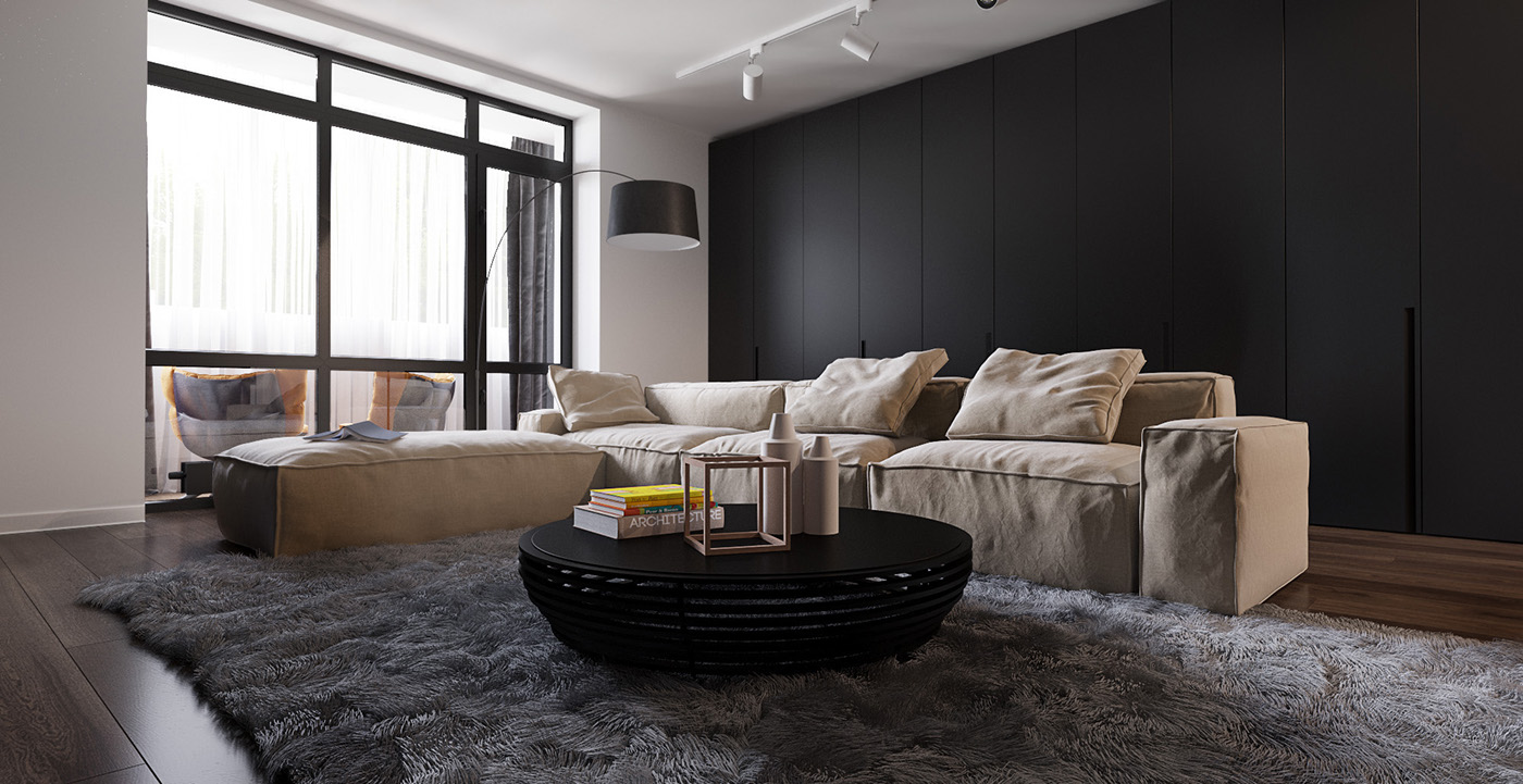 Dark Brown And Black Living Room