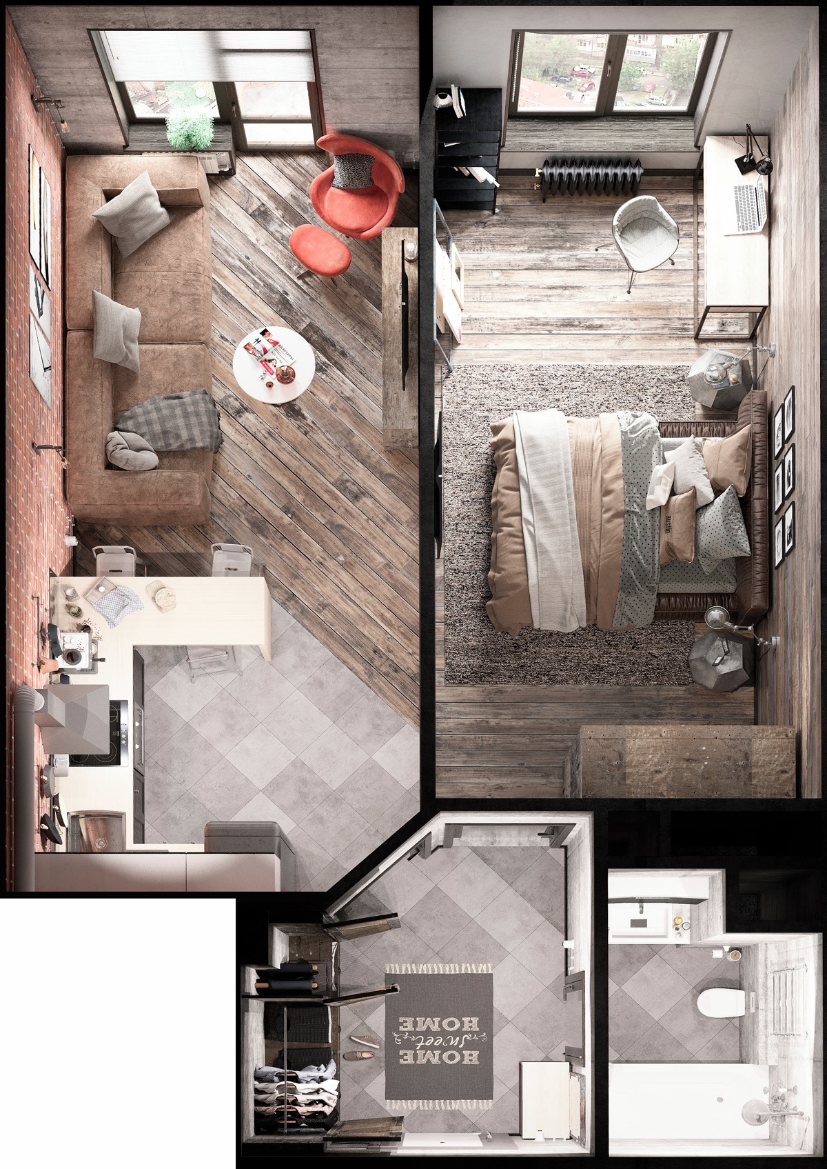 Creative Small Apartment Floor Plan