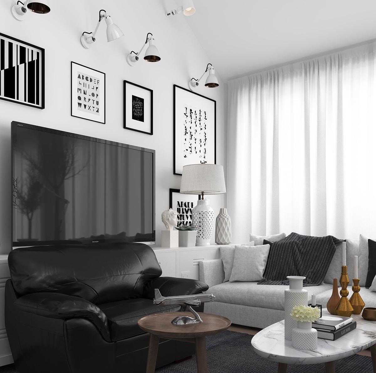 Leather Sofa Minimalist Living Room