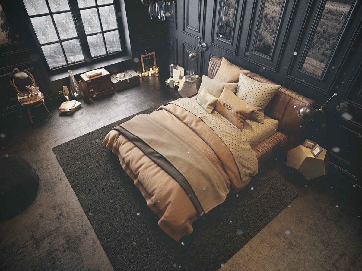 vintage-inspired-dark-bedroom | Interior Design Ideas