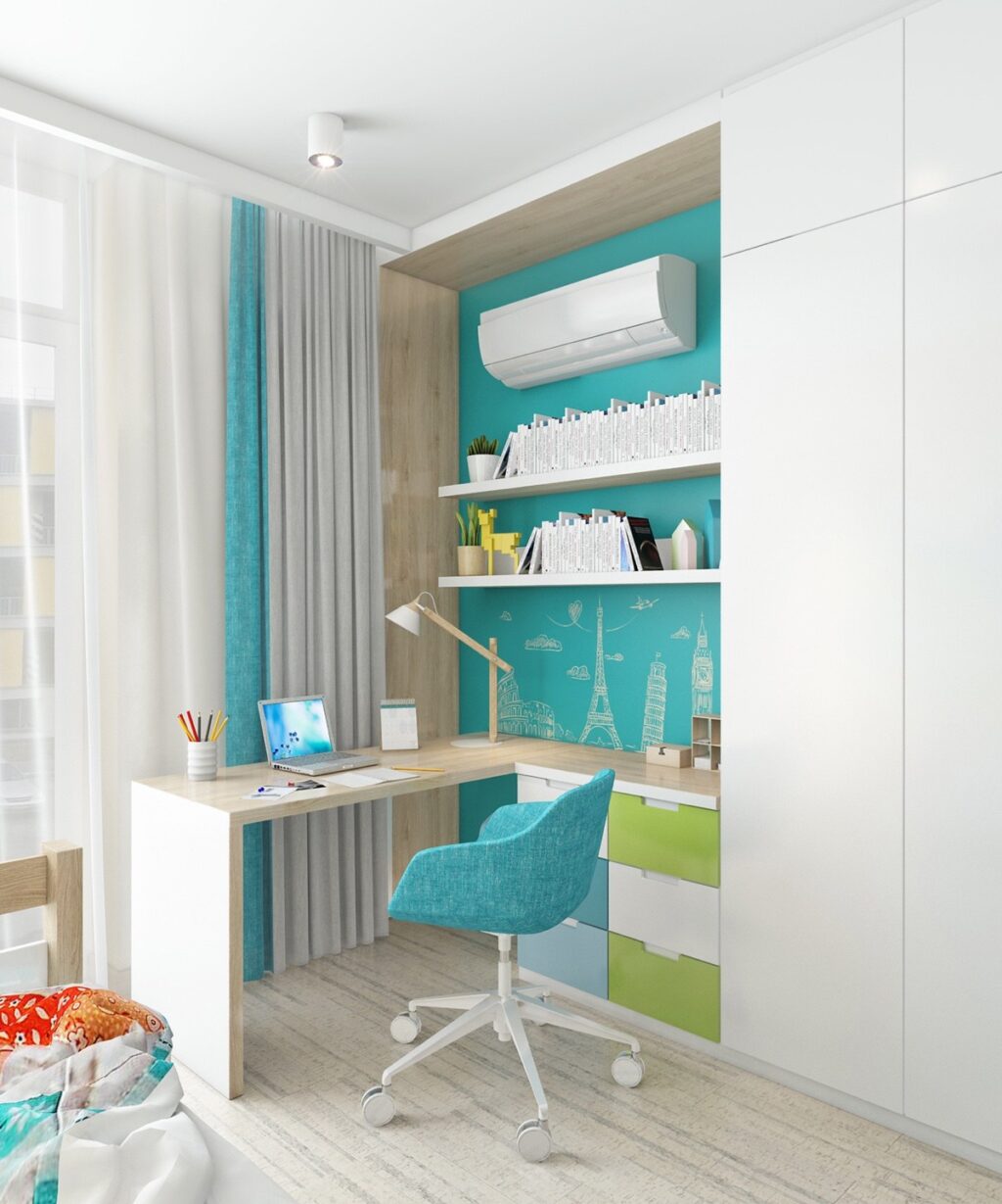 colorful kids bedroom office style | Interior Design Ideas