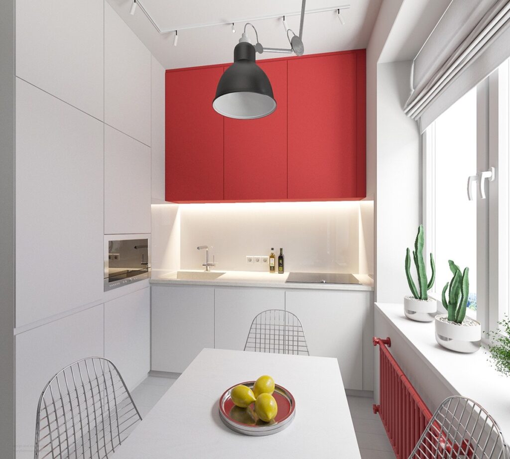 simple red and white kitchen design Interior Design Ideas