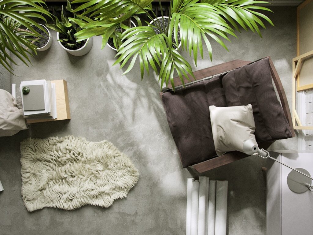 mushroom and wood comfy corner chair | Interior Design Ideas