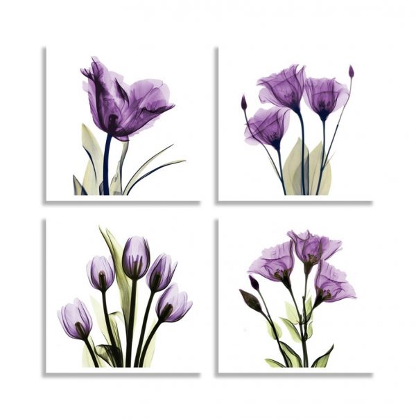 Purple Flower Dream Canvas Wall Art Print, Floral Artwork Poster Flower  Canvas art Print, Modern X-Ray Wall Painting For Living Room Decor, Design  By
