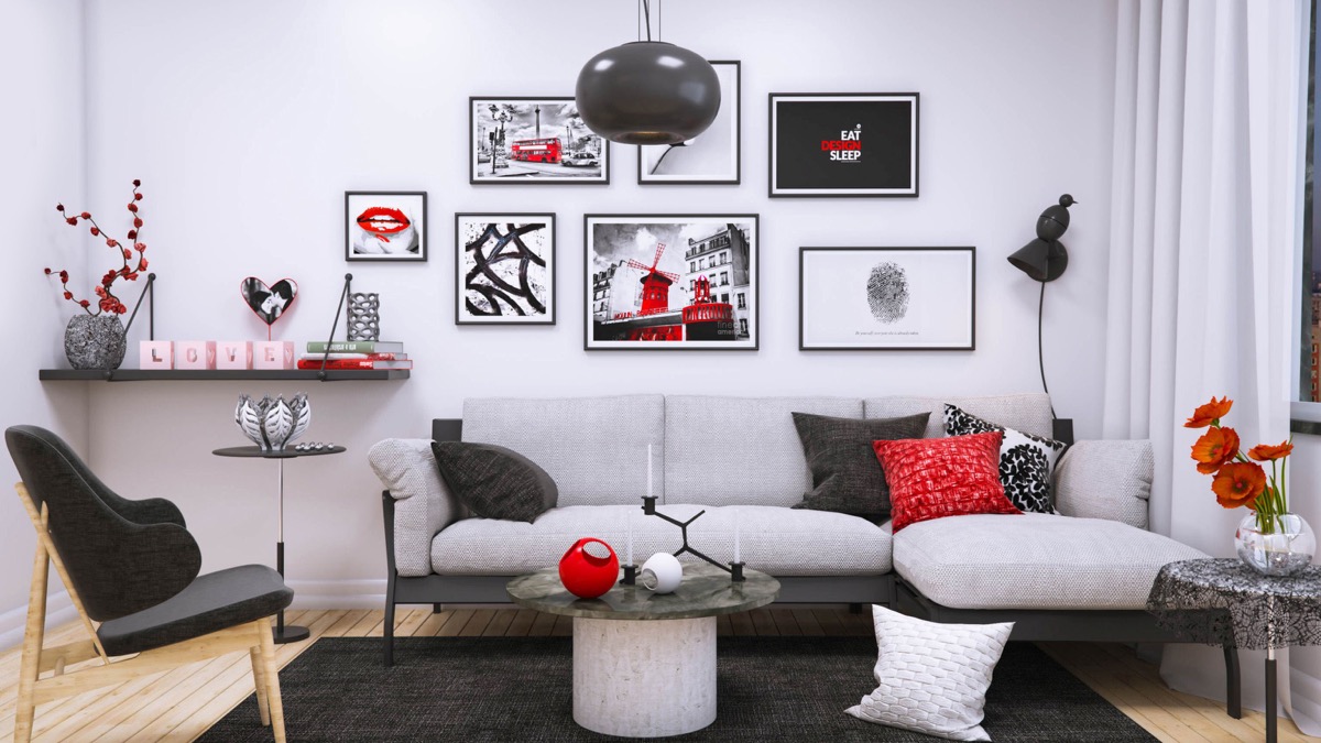 Red Black And White Living Room Art