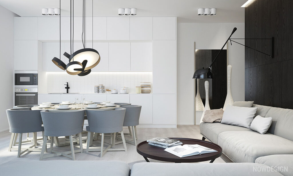 White and Grey Kitchen Living Area | Interior Design IdeasInterior ...