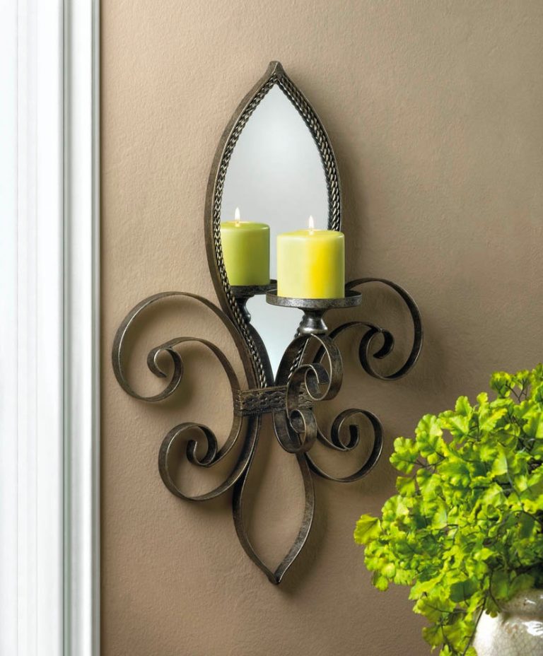 candle holder and mirror fleur de lis wall art Interior Design Ideas