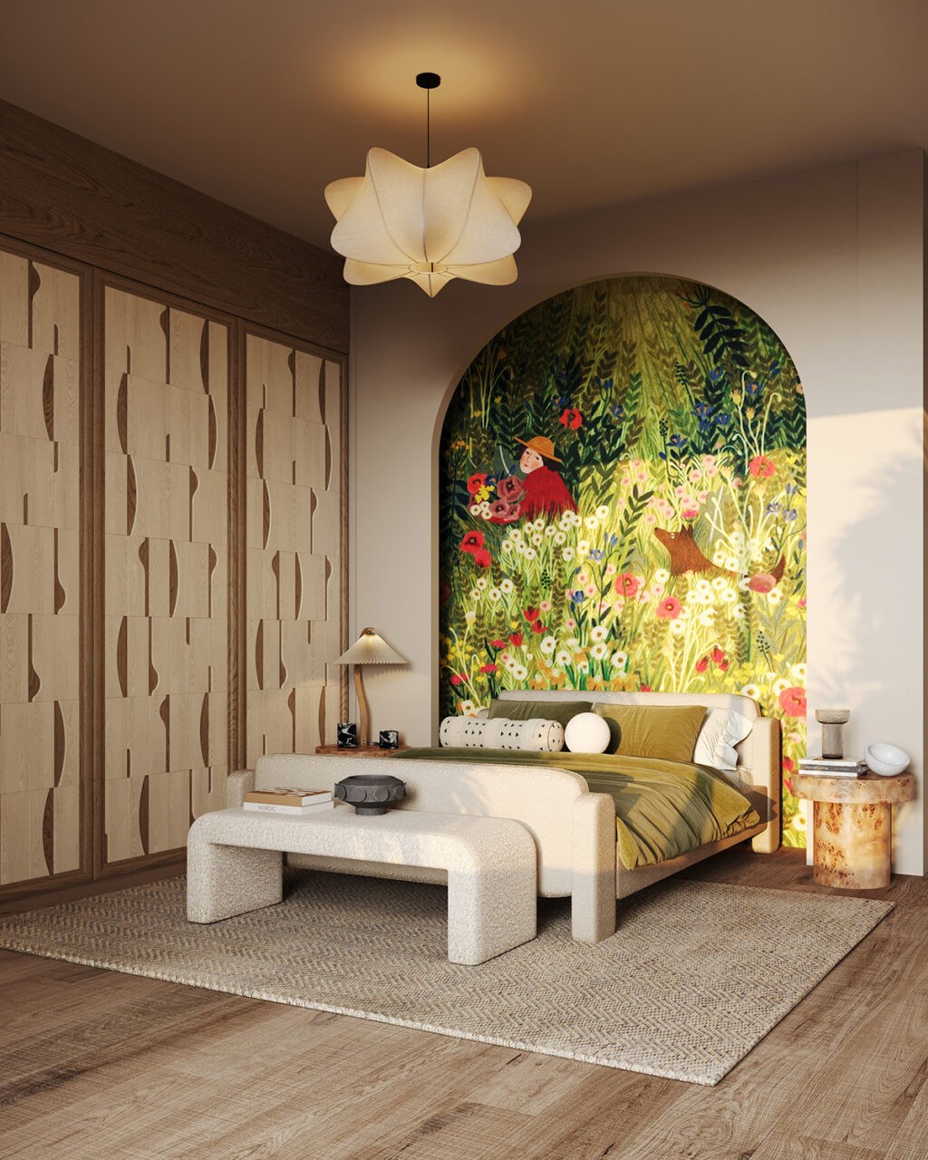 arched headboard feature wall Interior Design Ideas