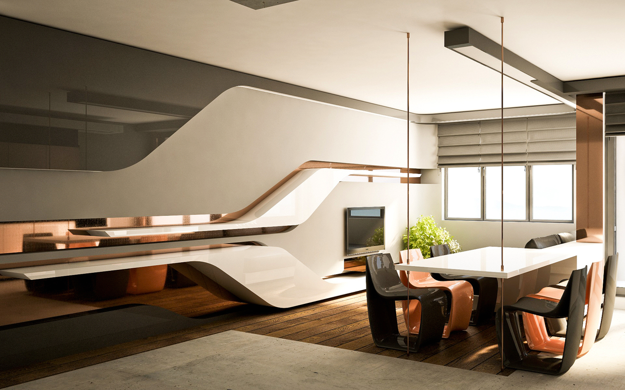 curved panel hanging table dining room Interior Design Ideas