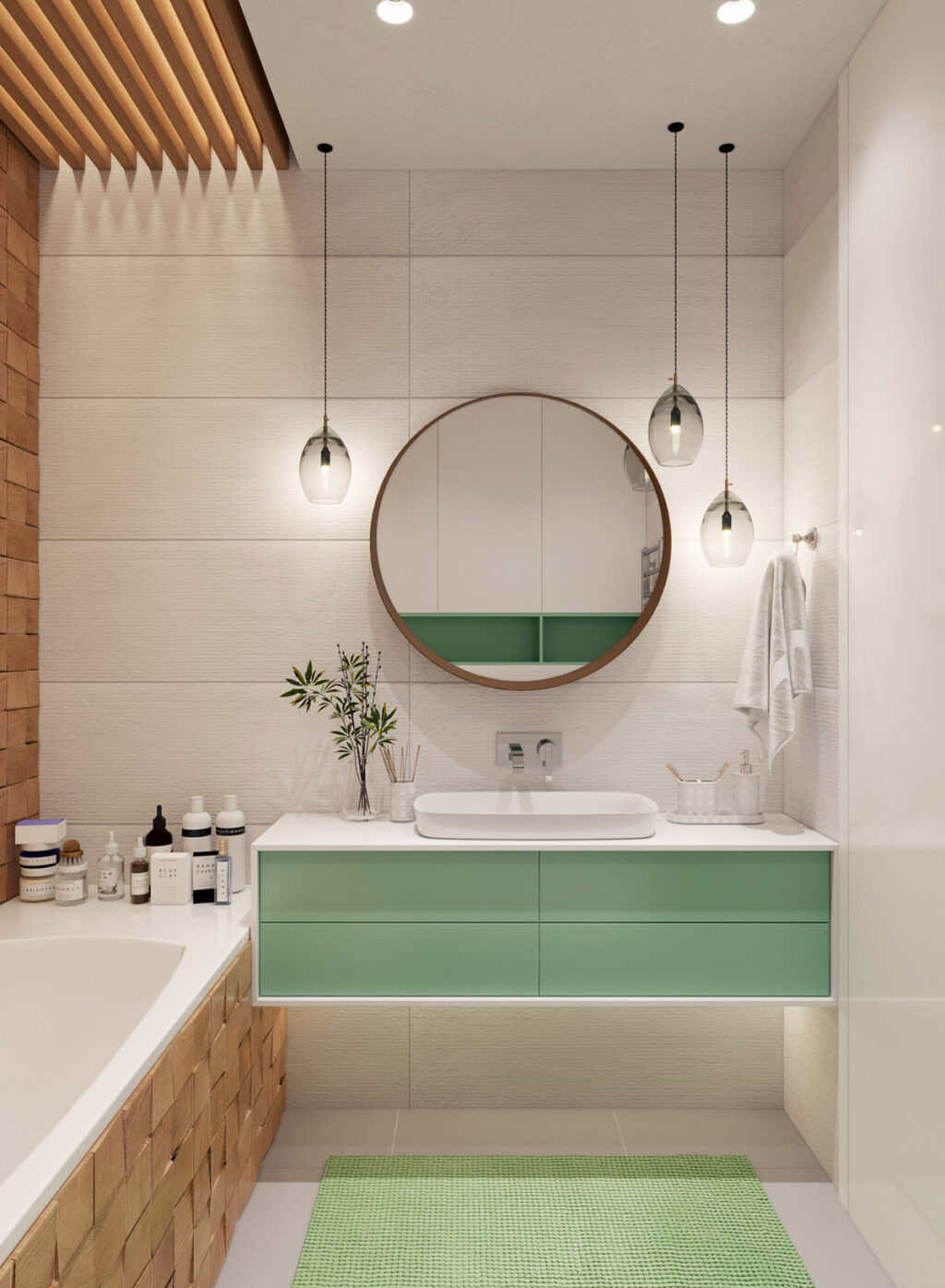 green and white bathroom design Interior Design Ideas