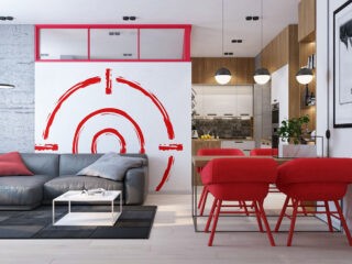 3 Modern Apartment Interiors That Masterfully Demonstrate How To Use Red As An Artistic Accent