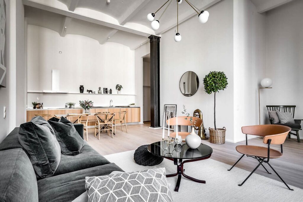 Illustration of Scandinavian Style Designing High Ceilings