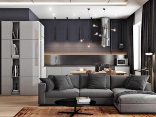 2 Masculine Interiors in Shades of Grey Black And Brown