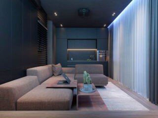 Dark Moody Bachelor Pad Design: 2 Single Bedroom L-Shaped Examples [Includes Floor Plans]