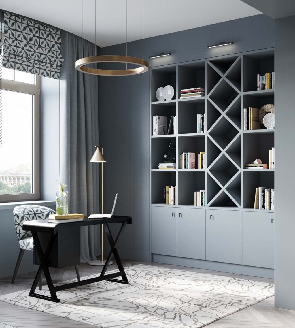 blue shelving Interior Design Ideas