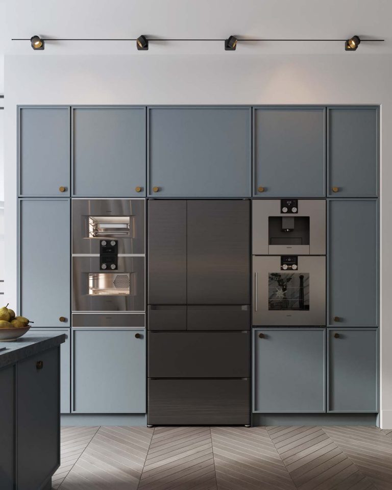 gray blue kitchen design | Interior Design Ideas