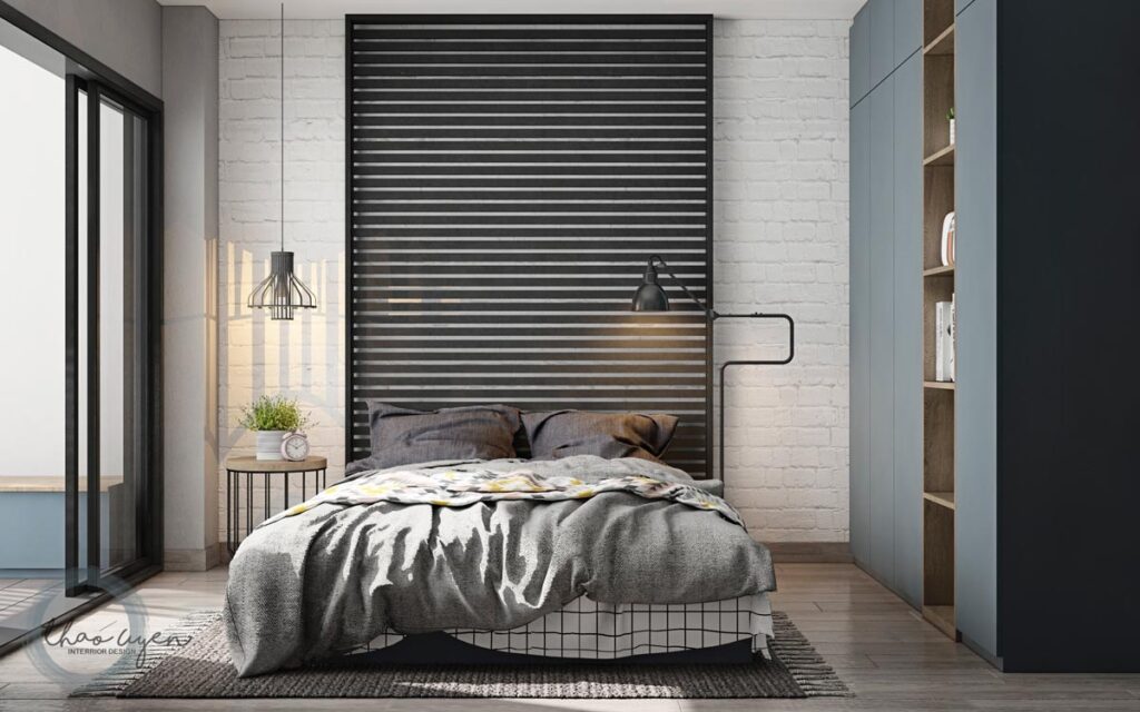 Industrial bedroom lighting Interior Design Ideas