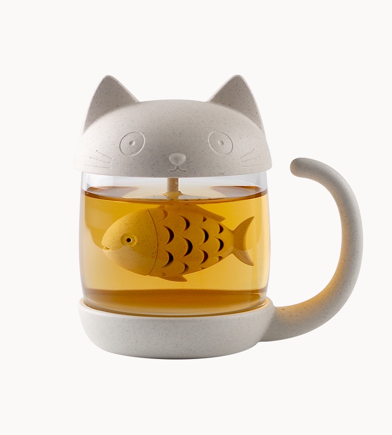 tea infuser with fish inside cup cat themed gifts | Design