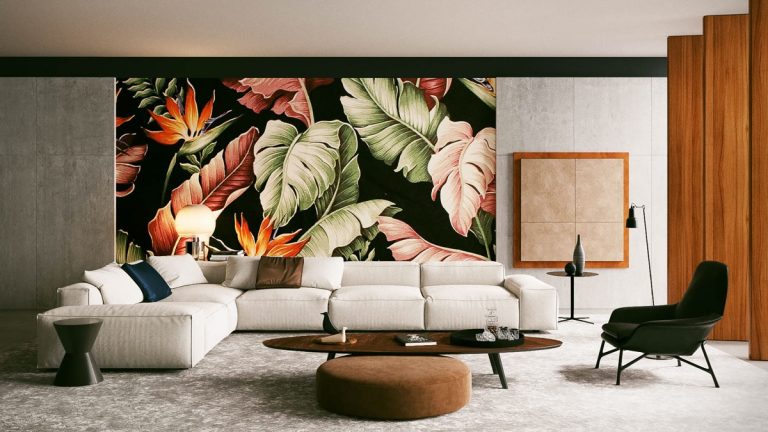large floral artwork statement living room | Interior Design Ideas